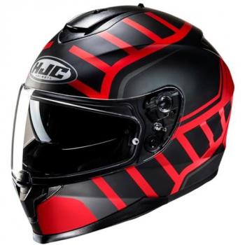 HJC C70N Holt Helm: Schwarzer Helm mit Grau‑Rot‑Akzenten, Größe XS 54/55 für Männer