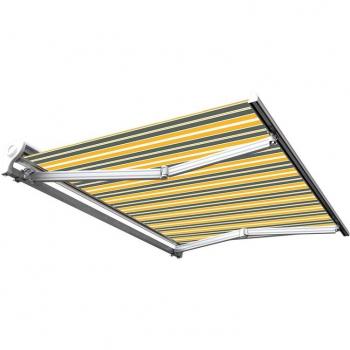 Cobertor Manual Semi‑Cofre para Terraza: Gris/Amarillo – 3,6 x 3 m