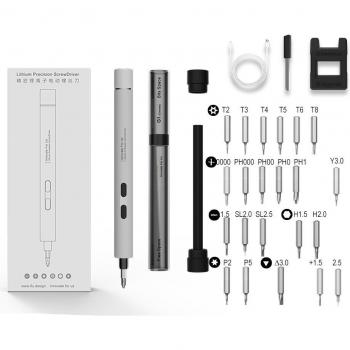 Gray/White Rechargeable Mini Electric Screwdriver Cordless with LED Light