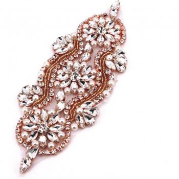 Silver Rhinestone Iron-On Decoration for Bridal Dresses