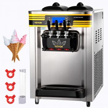 Machine à Crème Glacée Molle VEVOR 22-30L/h 2350W 6L 3 Saveurs