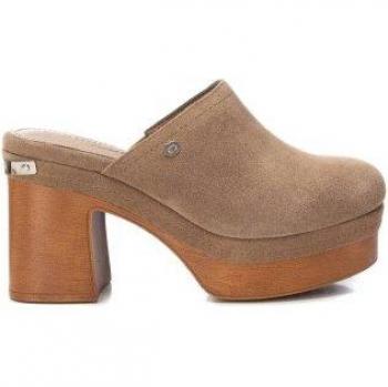 Zuecos de Piel Carmela para Mujer 10cm Taupe
