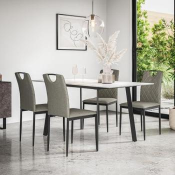 White Marble Haydon Extension Table + Monza Linen Chair Set (4 chairs)