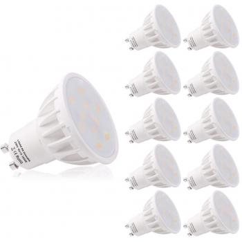 Green GU10 LED Bulbs, 6W Equivalent to 50W Halogen, Adjustable Brightness, Warm White Tone (3000K), 500 Lumens, Operate with LED Dimmer, Pack of 10