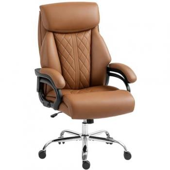 Swivel Brown PU Leather Work Chair with Padding