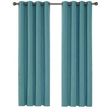 Deconovo Blickdichte Vorhänge Schlafzimmer Ösen, 214x117cm, Himmelblau, 2er Set
