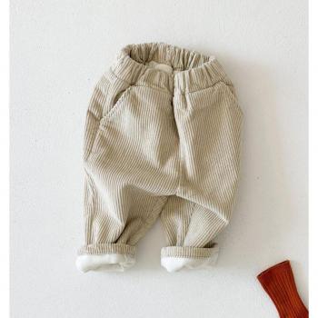 Pantalones de pana suave con banda ajustable para pequeños