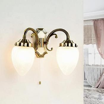 LICHT-Erlebnisse Wandleuchte Mahja (E14), Wandlampe mit Schalter in Bronze, Jugendstil Wohn
