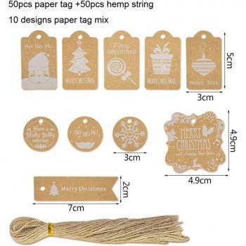 Etiquetas de Regalo de Navidad con Cuerdas Naturales