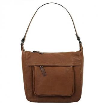 X-Zone Umhängetasche für Damen, echtes Leder, cognac