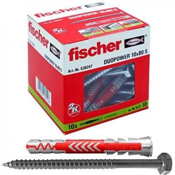 Fischer DuoPower 10x80mm Universal Plug with Screw (Pack of 10)