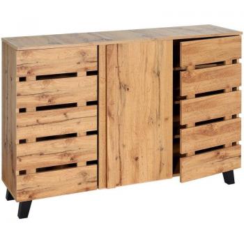 Credenza HHG 625 Sideboard a Due Ante Scorrevoli 88x120x34 cm Legno Chiaro