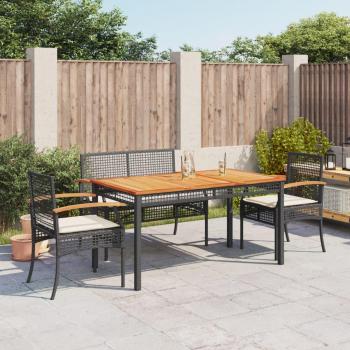 VidaXL 4 Piece Rattan Garden Dining Set with Cushions Black