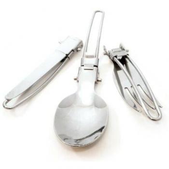Ganzoo SILBER-FALLBESTECK – Edelstahl-Klappen für Outdoor-Camping (Messer, Gabel, Löffel)