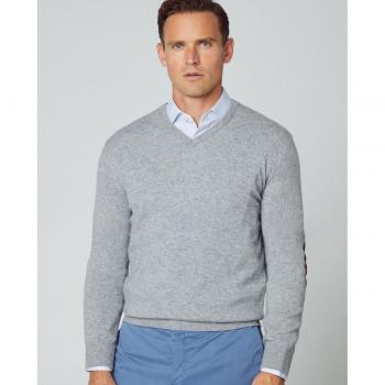 Merino Hackett Maglione Ash Grey 2XL, colletto a V