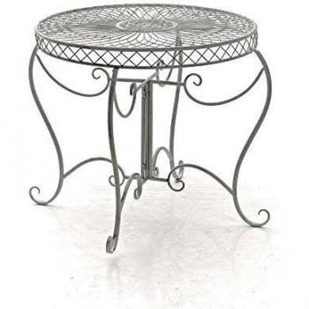 Tavolo tondo balcone romantico Ferro Sheela bianco antico Ø76cm Alt69cm