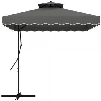 Outsunny 2.5m Ruffled Cantilever Parasol with Cross Base