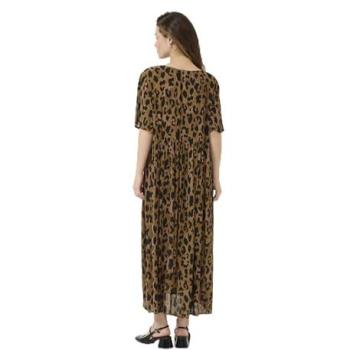Loose-Fit Kaffee-Jessi‑Kleid für Damen – Braun, Leopardenmuster, 38