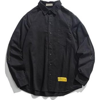 Men's Contrast Sleeve Long Sleeve Shirt with Front Pocket