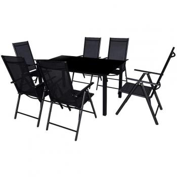 Alluminio Esterni 7 pz: Tavolo & Sedie Nero