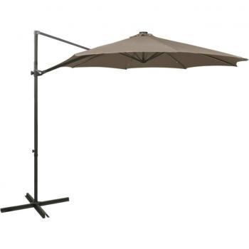Parasol de terrasse déporté avec éclairage LED 300 cm taupe