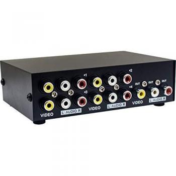 Duttek 4‑Port AV Switch – sortie vidéo composite et boîtier audio
