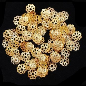 500pcs Gold and Silver Plated 6mm Metal Filigree Flower End Caps for DIY Jewelry