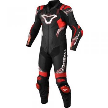 Macna Armadyl Combinaison Moto Cuir Perforée Noir Blanc Rouge 58