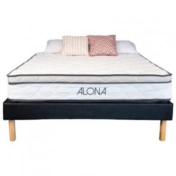 Matelas et Sommier Ensemble Noir Mémoire de Forme 80 Kg/m3 Alona + Gregory, Hauteur 25 cm
