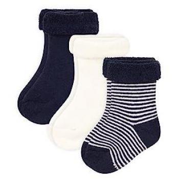 Pack de 3 pares de calcetines para bebé PETIT BATEAU rayas azul marino