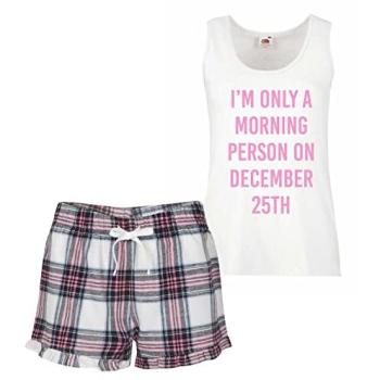 Women’s 60 Second Makeover Merry Christmas Pink Pajamas – “Only A Morning Person” (Small)
