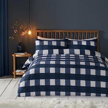 Fusion Snug Seersucker Gingham Check Duvet Cover and Pillowcase Set
