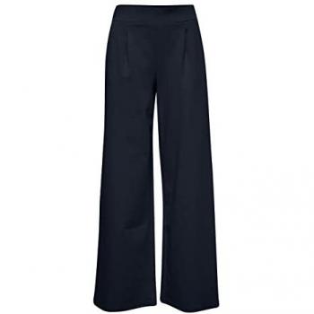 ICHI Straight Trousers Female Blue Size XL Blue Wide Leg Jeans Pant