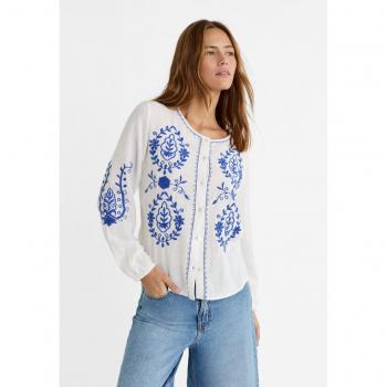Maglia Stradivarius Azzurro Ricamata Medium