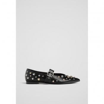 Stradivarius Studded Ballet Shoes Black Size 4