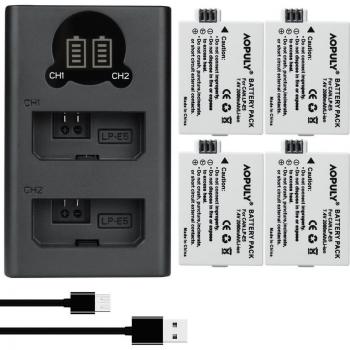 AOPULY LP-E5 Akku + LCD Dual Ladegerät für Canon KUSS X2 X3