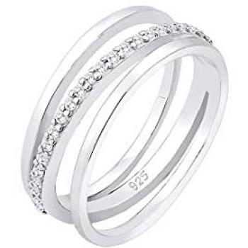 Elli Premium Fingerring »Wickelring Band Kreuz Zirkonia Modisch 925 Silber«