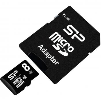 Silicon Power 8GB microSDHC Speicherkarte Class 10 mit Adapter