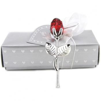 Crystal Rose with Metal Stem