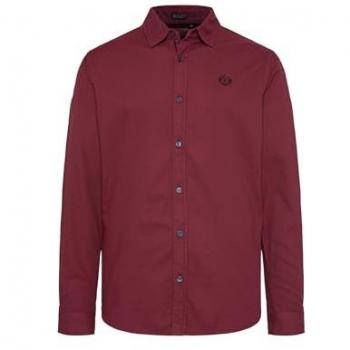 CAMP DAVID Herren Langarmhemd Baumwolle Webstruktur Burgundy Gr. S