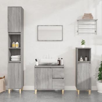VidaXL's Sonoma Collection Bathroom Cabinet Set, 3 Pieces, Grey Color, Engineered Wood Material