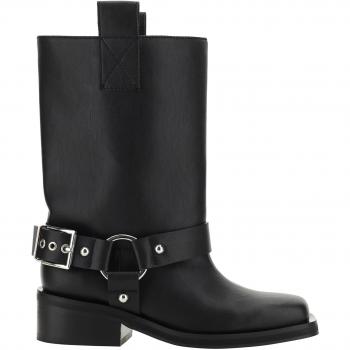 Ganni High‑Cut Faux Leather Boots – Female, Black – US 10