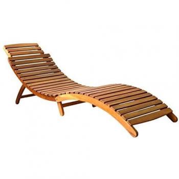 Lettino Prendisole in Legno Massello d'Acacia Marrone cod mxl 15044