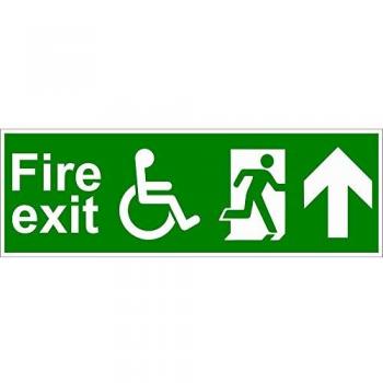 ADA Compliant Fire Exit Running Man Symbol with Arrow Up Sign