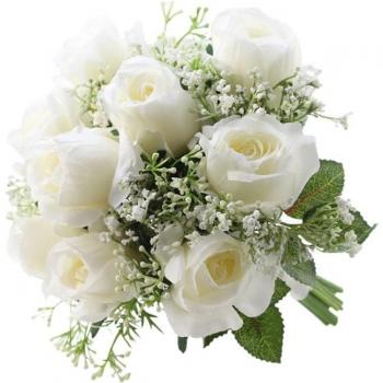 Lifelike Silk Roses with Baby's Breath for Weddings U90E