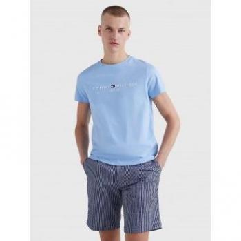 Tommy Hilfiger T-Shirt Logo MW0MW11797 Himmelblau Slim Fit XL Herren