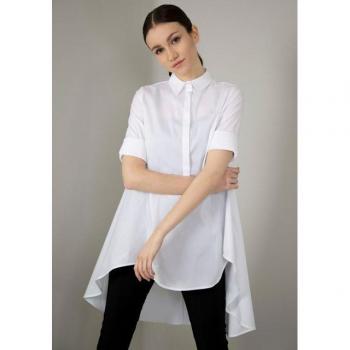 Longbluse IMPERIAL „IMP‑C ED3ABF“ – Damen, glockenförmig, Weiß, Größe XS