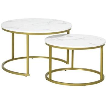 HOMCOM Premium Couchtisch-Set: Metallgestell, Spanplattendecke