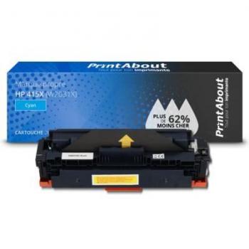HP 415X (W2031X) Toner PrintAbout – Cyan Grande Performance
