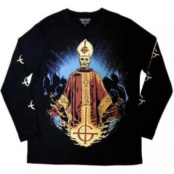 T-shirt unisexe Ghost à manches longues avec design Papa et Ghouls radieux au dos et sur les manches